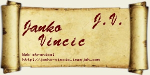 Janko Vinčić vizit kartica